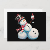 Sneeuwman met wijn Kerst Grappig Kerstcadeau Feestdagenkaart (Voorkant / Achterkant)