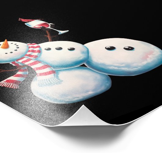 Sneeuwman met wijn Kerst Grappig Kerstcadeau Foto Afdruk (Hoek)