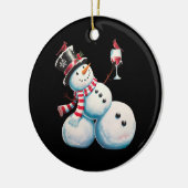 Sneeuwman met wijn Kerst Grappig Kerstcadeau Keramisch Ornament (Links)