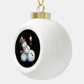 Sneeuwman met wijn Kerst Grappig Kerstcadeau Keramische Bal Ornament (Rechts)