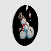 Sneeuwman met wijn Kerst Grappig Kerstcadeau Ornament (voorkant)