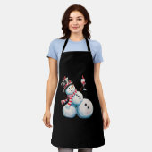 Sneeuwman met wijn Kerst Grappig Kerstcadeau Schort (Gedragen)