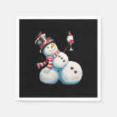 Sneeuwman met wijn Kerst Grappig Kerstcadeau Servet (Voorkant)