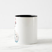 Sneeuwman met wijn Kerst Grappig Kerstcadeau Tweekleurige Koffiemok (Center)