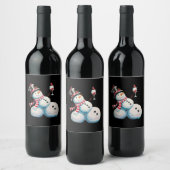 Sneeuwman met wijn Kerst Grappig Kerstcadeau Wijn Etiket (Flessen)