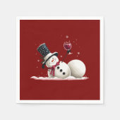 Sneeuwman met wijn Kerstcadeau Kerstvakantie Servet (Voorkant)
