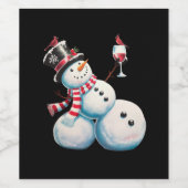 Sneeuwman met wijn Kerstmis Grappig Kerstcadeau Etiket (Enkel label)