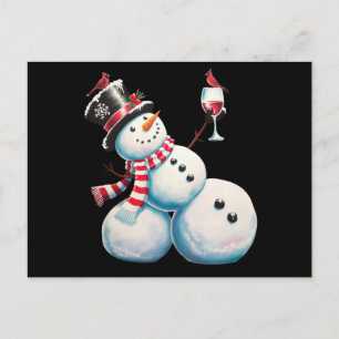 Sneeuwman met wijn Kerstmis Grappig Kerstcadeau Feestdagenkaart