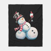 Sneeuwman met wijn Kerstmis Grappig Kerstcadeau Fleece Deken (Voorkant)