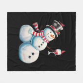 Sneeuwman met wijn Kerstmis Grappig Kerstcadeau Fleece Deken (Voorkant (Horizontaal))