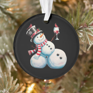 Sneeuwman met wijn Kerstmis Grappig Kerstcadeau Ornament