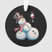 Sneeuwman met wijn Kerstmis Grappig Kerstcadeau Ornament (voorkant)