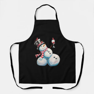 Sneeuwman met wijn Kerstmis Grappig Kerstcadeau Schort