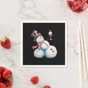 Sneeuwman met wijn Kerstmis Grappig Kerstcadeau Servet