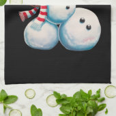 Sneeuwman met wijn Kerstmis Grappig Kerstcadeau Theedoek (Gevouwen)