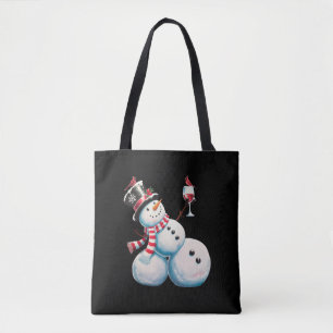 Sneeuwman met wijn Kerstmis Grappig Kerstcadeau Tote Bag