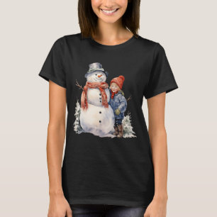 Sneeuwman met wortelneus sjaal Winter Kerstmis T-shirt