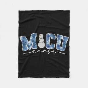 Sneeuwman Micu Verpleegster Kerst Medisch Icu Rn X Fleece Deken