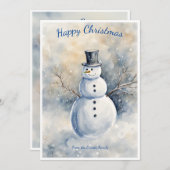 Sneeuwman:  minimalistisch winterwonderland feestdagenkaart (Voorkant / Achterkant)