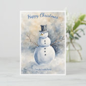 Sneeuwman:  minimalistisch winterwonderland feestdagenkaart (Staand voorkant)