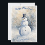 Sneeuwman:  minimalistisch winterwonderland feestdagenkaart<br><div class="desc">Sneeuwman Serenity: minimalistische Winter Wonderland vakantie Kaart. Dompel uzelf onder in de serene winterschoonheid met onze aanpasbare Minimalistische Snowy Winter Wonderland waterverf-waskaart met een sneeuwpop in het wild. De woorden "Happy Christmas" krommen sierlijk aan de bovenkant, en aan de onderkant "From the (name) family" voegt een persoonlijke touch toe. Draai...</div>
