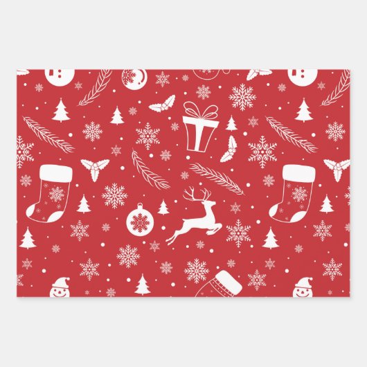 Sneeuwman Mitton Sneeuwvlok Kerstcadeau Inpakpapier Vel (Voorkant 3)