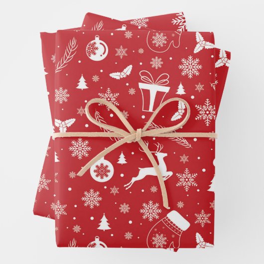 Sneeuwman Mitton Sneeuwvlok Kerstcadeau Inpakpapier Vel (In situ)