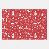 Sneeuwman Mitton Sneeuwvlok Kerstcadeau Inpakpapier Vel (Voorkant)