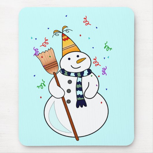 Sneeuwman Mousepad vieren Muismat (Voorkant)