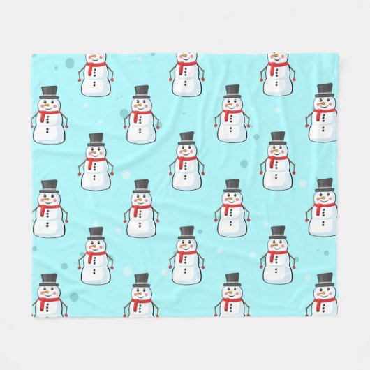 Sneeuwman naadloos patroon fleece deken (Voorkant (Horizontaal))
