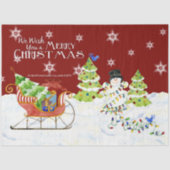 Sneeuwman naam voor prettige kerstkerstSanta Sleig Tissuepapier (Voorkant)