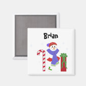 Sneeuwman naamlabel magneet (Voorkant / Achterkant)
