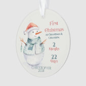 Sneeuwman Nieuwe Grootouders Eerste Kerstmis Ornament (voorkant)