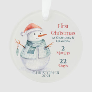 Sneeuwman Nieuwe Grootouders Eerste Kerstmis Ornament