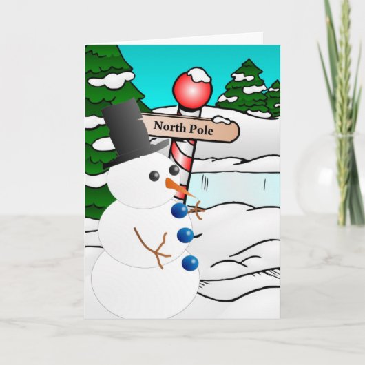 Sneeuwman Noordpool Feestdagen Kaart (Voorkant)