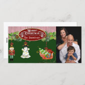 Sneeuwman Notenkraker Santa Sleigh kerstboom Feestdagenkaart (Voorkant / Achterkant)