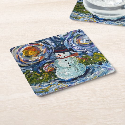 Sneeuwman onderzetters set (Schuin)