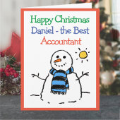 Sneeuwman Ontwerp Gelukkige Kerstmis aan een Accou Kaart