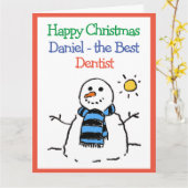 Sneeuwman Ontwerp Gelukkige Kerstmis aan een Tanda Kaart (Gele Bloem)