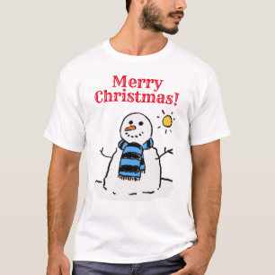 Sneeuwman ontwerp met groet. Kerstmis T-shirt