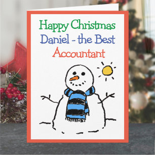 Sneeuwman Ontwerp Prettig Kerstfeest aan een Accou Kaart