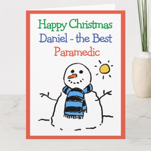 Sneeuwman Ontwerp Prettig Kerstfeest voor een Ambu Kaart (Voorkant)
