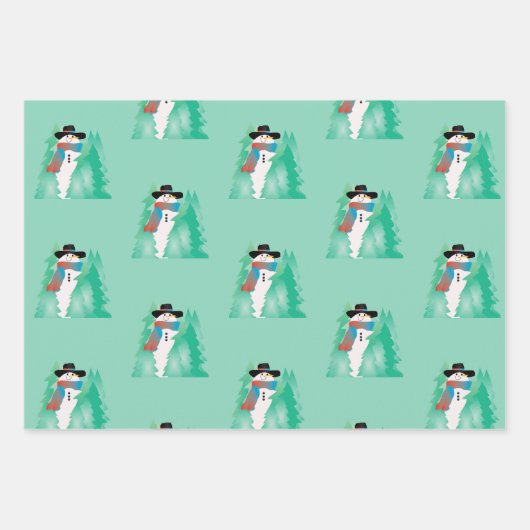 Sneeuwman ontworpen Patterned Inpakpapier Vel (Voorkant 3)