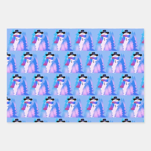 Sneeuwman ontworpen Patterned Inpakpapier Vel (Voorkant 2)