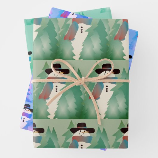 Sneeuwman ontworpen Patterned Inpakpapier Vel (In situ)