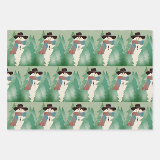 Sneeuwman ontworpen Patterned Inpakpapier Vel (Voorkant)