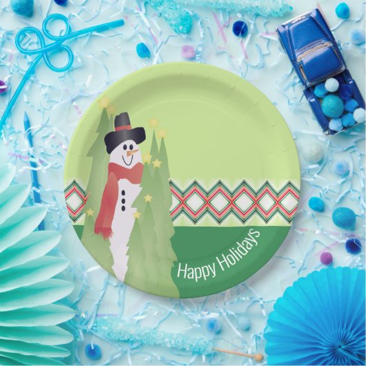 Sneeuwman ontworpen vakantie papieren bordje (Feest)