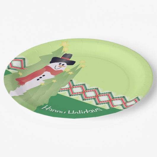 Sneeuwman ontworpen vakantie papieren bordje (Gekanteld)
