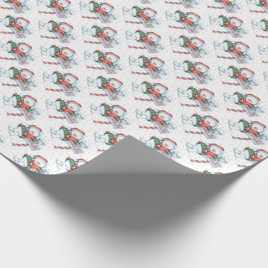 Sneeuwman op de Noordpool Cadeaupapier (Hoek)