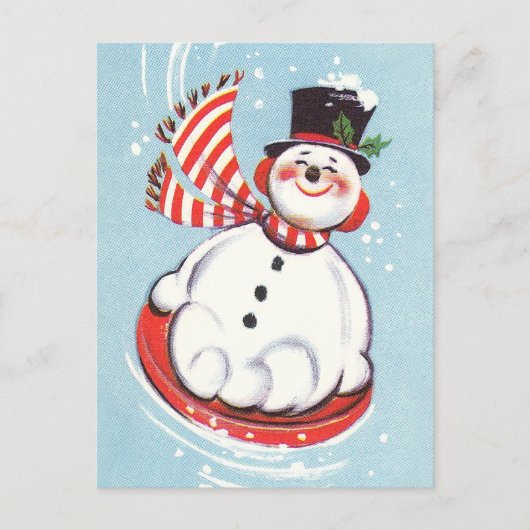 Sneeuwman op de Schijf van de Sneeuw Feestdagenkaart (Voorkant)